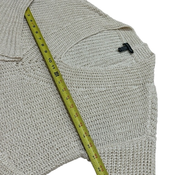 Eileen Fisher Ivory Knit V-Neck Long Sleeve Blouse Organic Linen Blend Size M - Picture 10 of 11